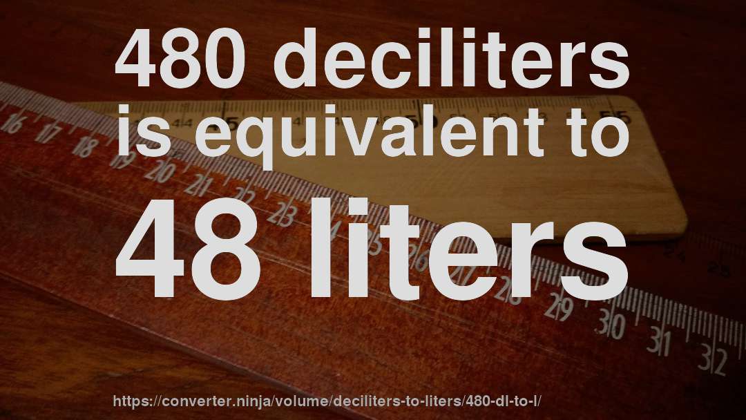 480 deciliters is equivalent to 48 liters
