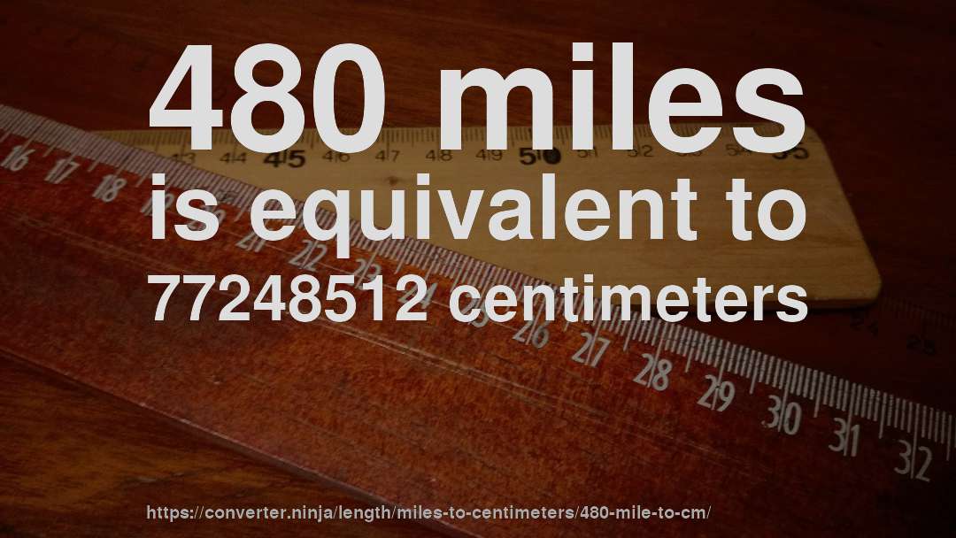 480 miles is equivalent to 77248512 centimeters