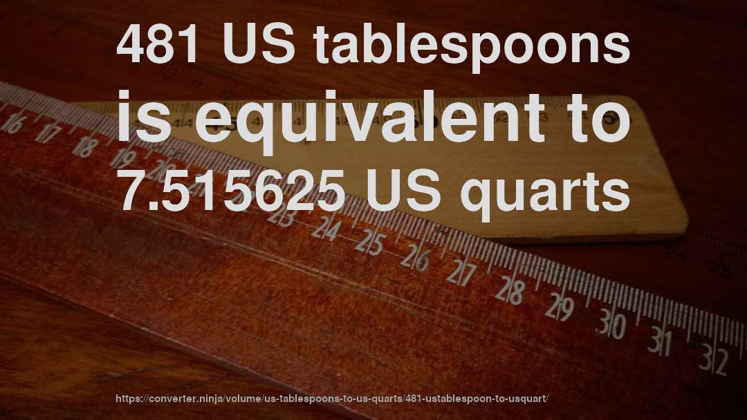 481 US tablespoons is equivalent to 7.515625 US quarts