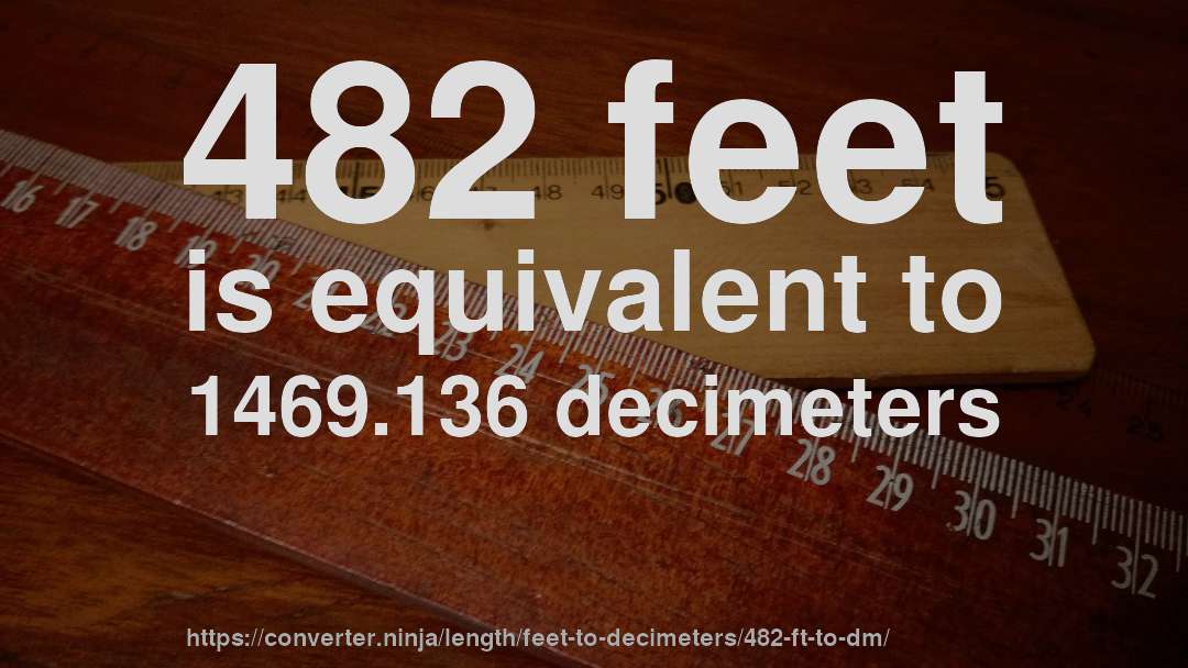 482 feet is equivalent to 1469.136 decimeters