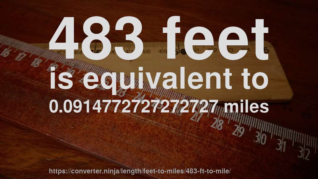 483 feet is equivalent to 0.0914772727272727 miles