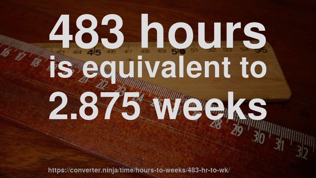 483 hours is equivalent to 2.875 weeks