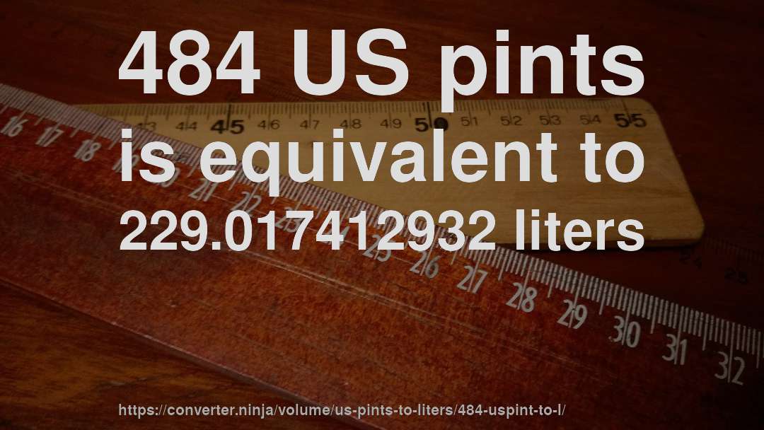 484 US pints is equivalent to 229.017412932 liters