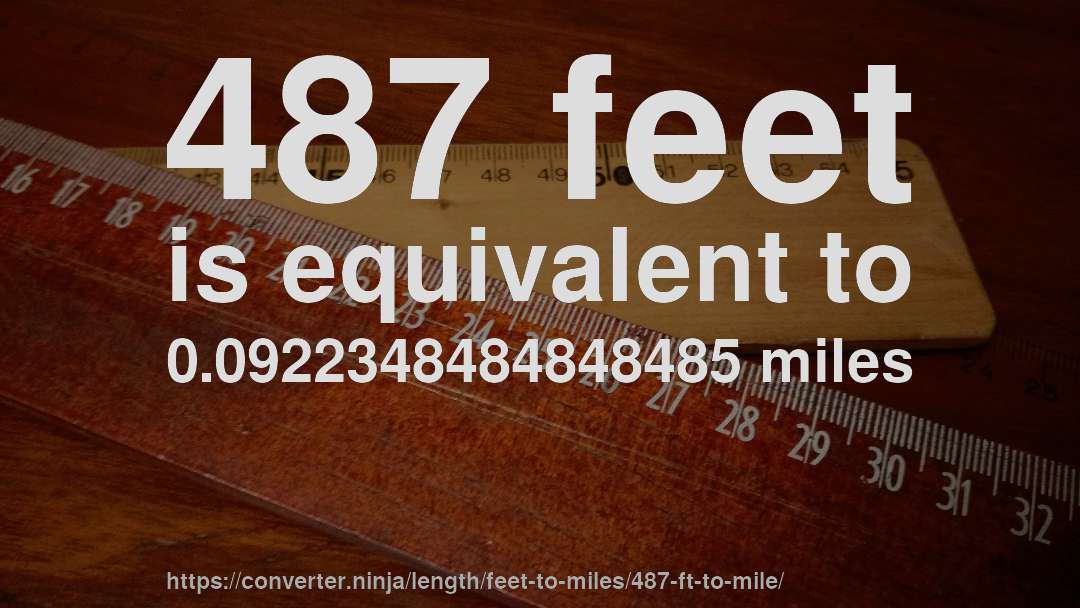 487 feet is equivalent to 0.0922348484848485 miles
