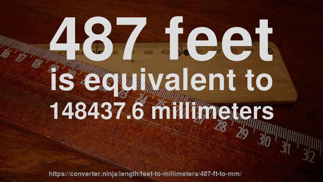 487 feet is equivalent to 148437.6 millimeters