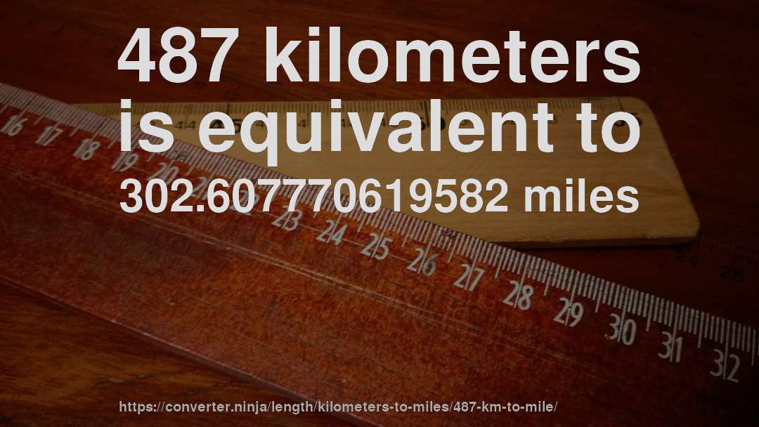 487 kilometers is equivalent to 302.607770619582 miles
