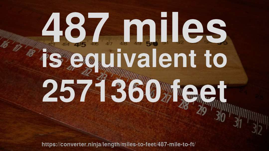 487 miles is equivalent to 2571360 feet