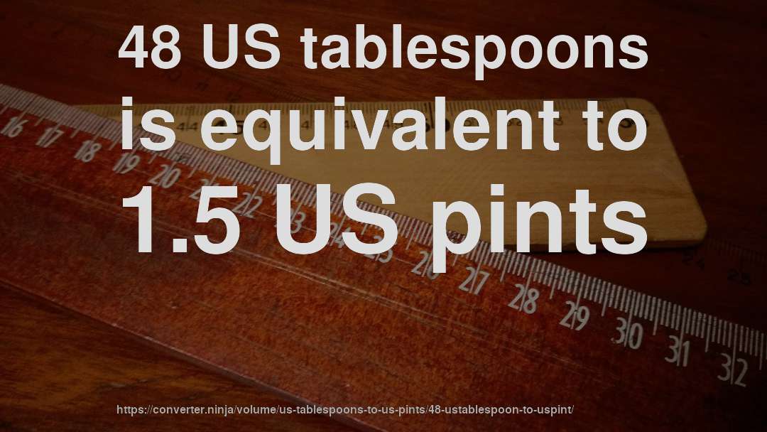 48 US tablespoons is equivalent to 1.5 US pints