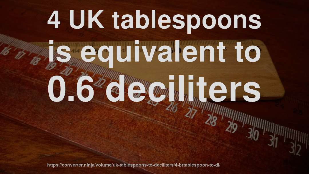4 UK tablespoons is equivalent to 0.6 deciliters
