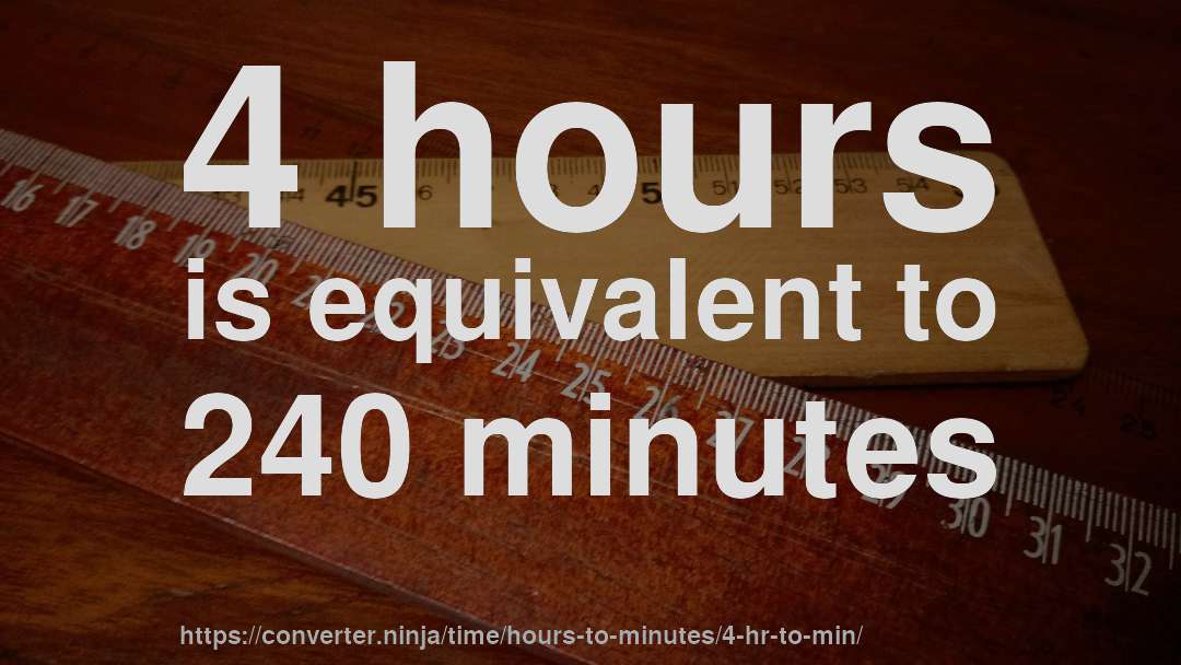 4 hours is equivalent to 240 minutes