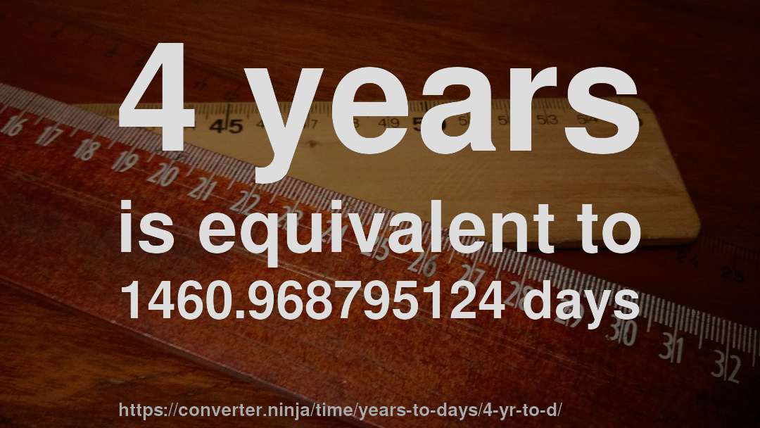4 years is equivalent to 1460.968795124 days