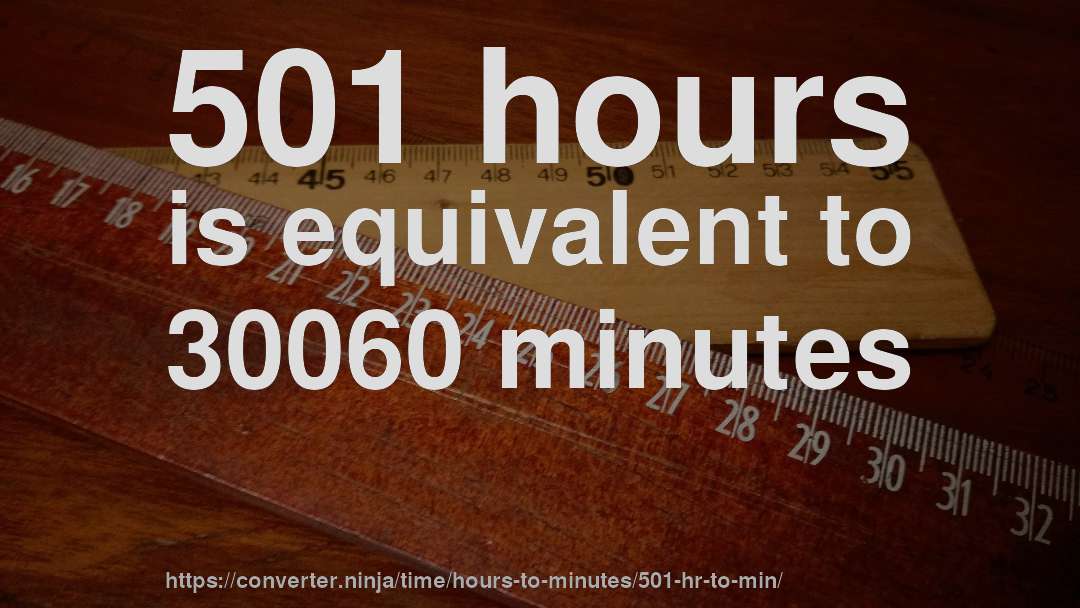 501 hours is equivalent to 30060 minutes