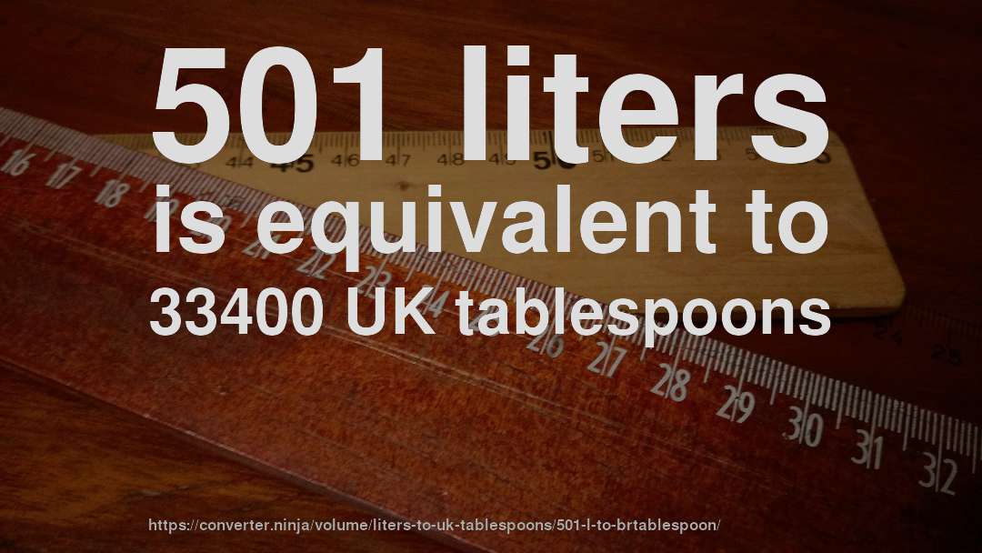 501 liters is equivalent to 33400 UK tablespoons