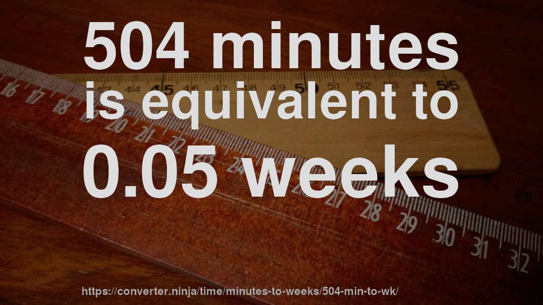 504 minutes is equivalent to 0.05 weeks