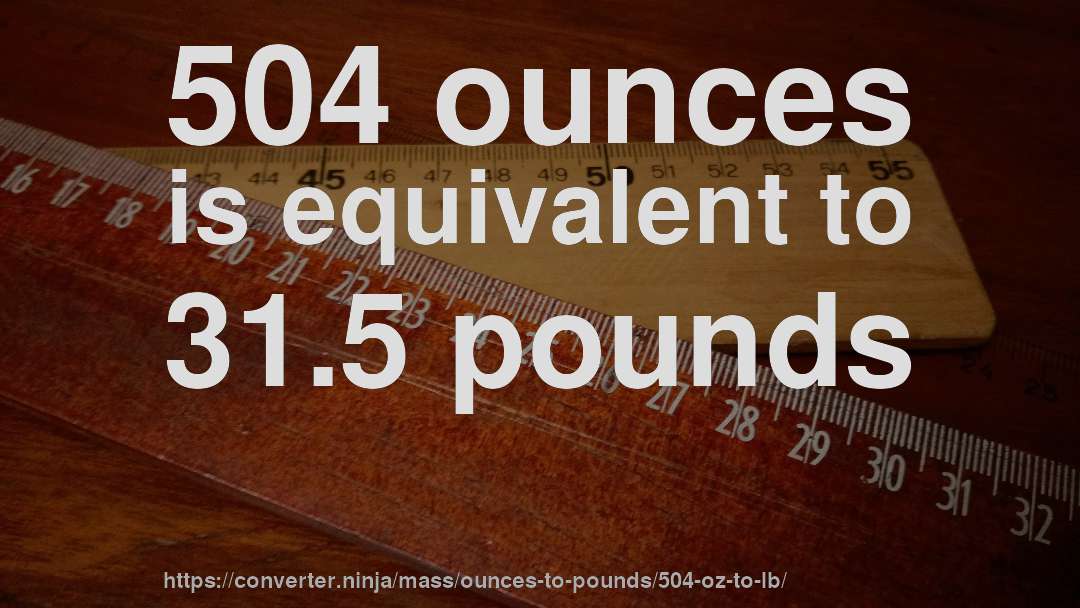 504 ounces is equivalent to 31.5 pounds
