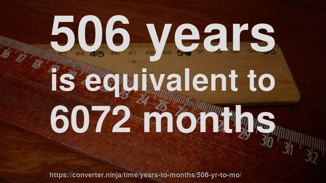 506 years is equivalent to 6072 months