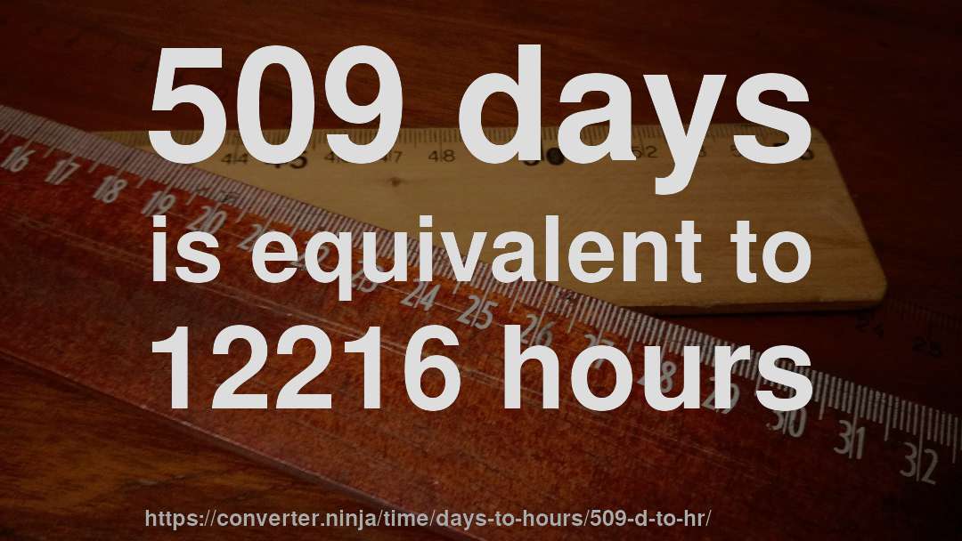 509 days is equivalent to 12216 hours