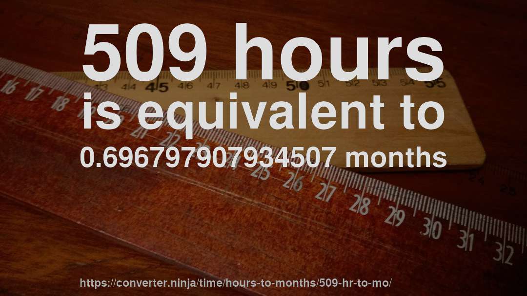 509 hours is equivalent to 0.696797907934507 months