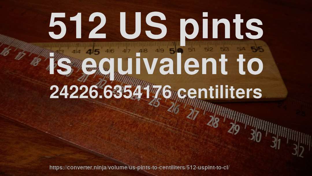 512 US pints is equivalent to 24226.6354176 centiliters