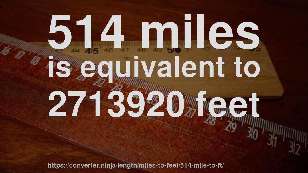 514 miles is equivalent to 2713920 feet