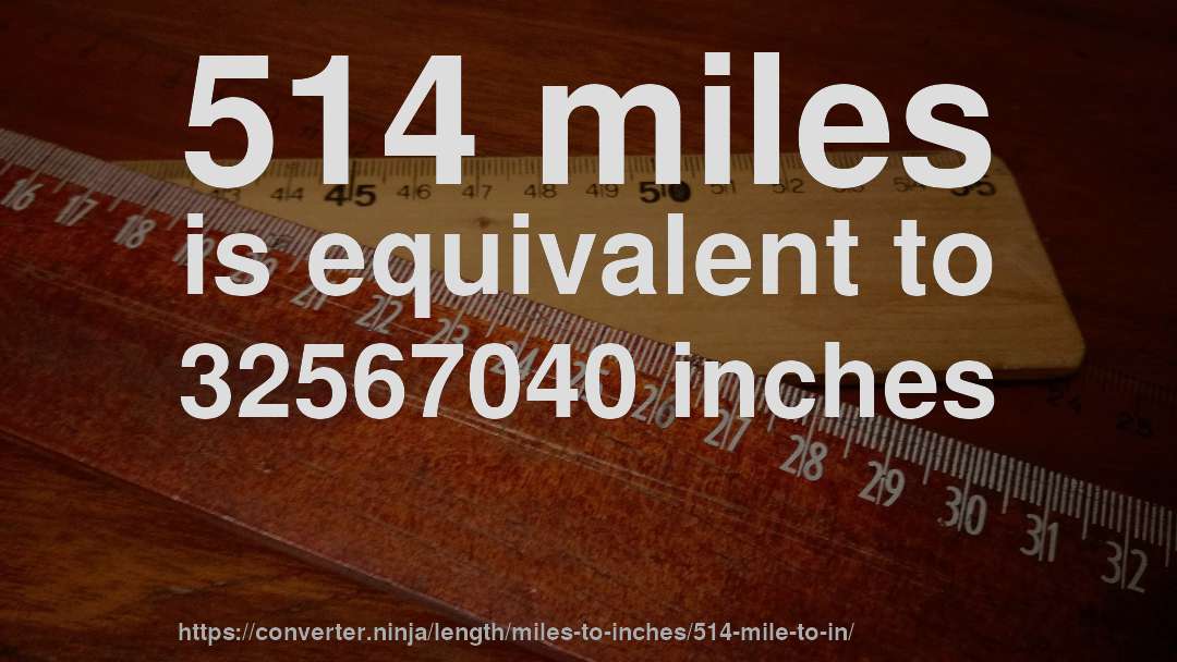 514 miles is equivalent to 32567040 inches
