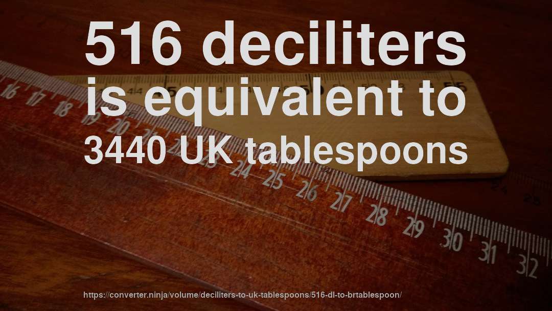 516 deciliters is equivalent to 3440 UK tablespoons