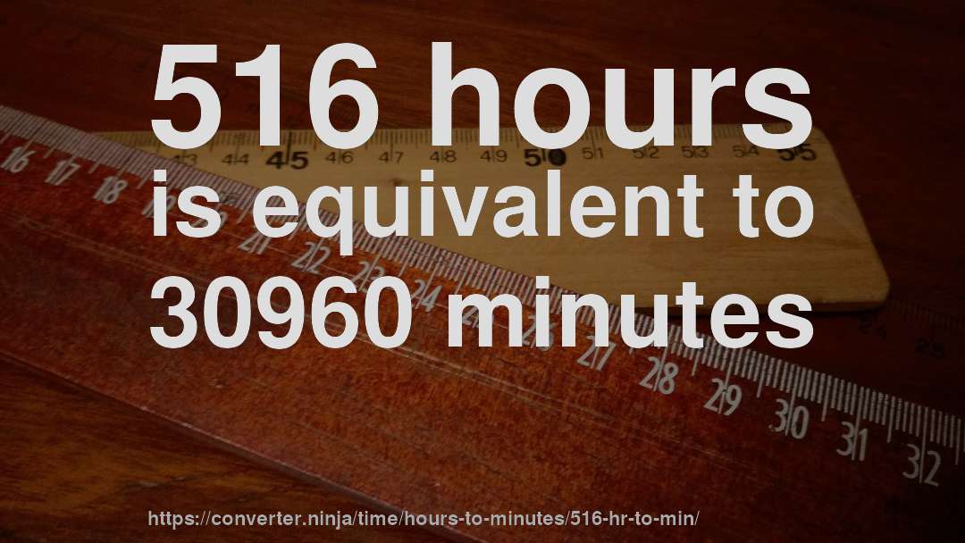 516 hours is equivalent to 30960 minutes