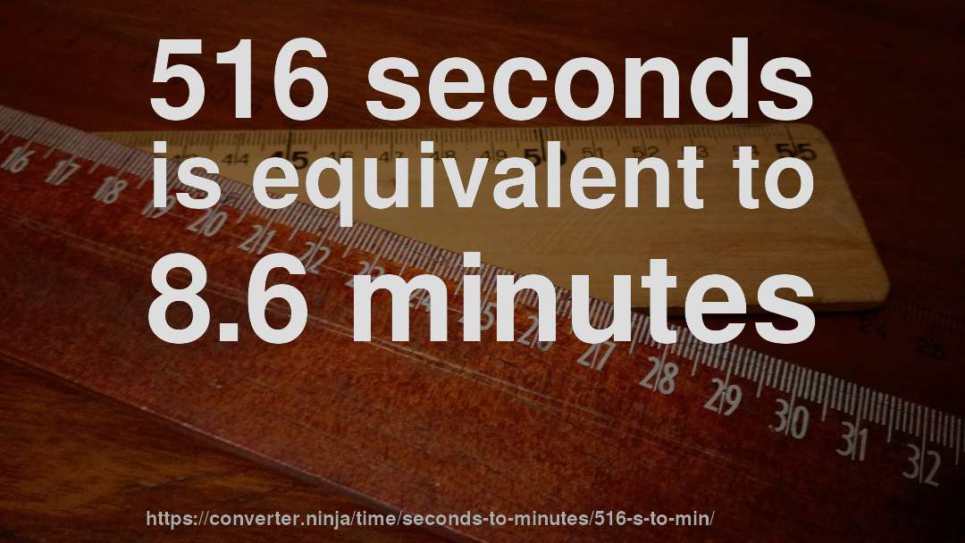 516 seconds is equivalent to 8.6 minutes