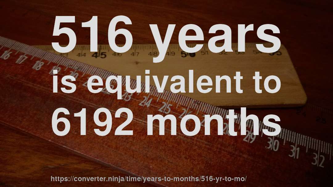 516 years is equivalent to 6192 months