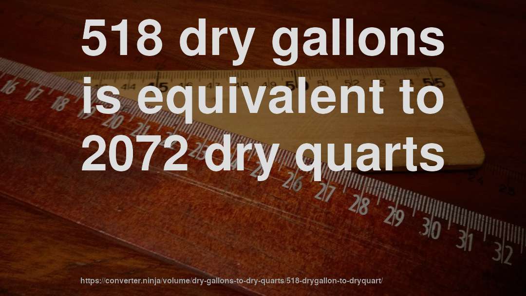 518 dry gallons is equivalent to 2072 dry quarts