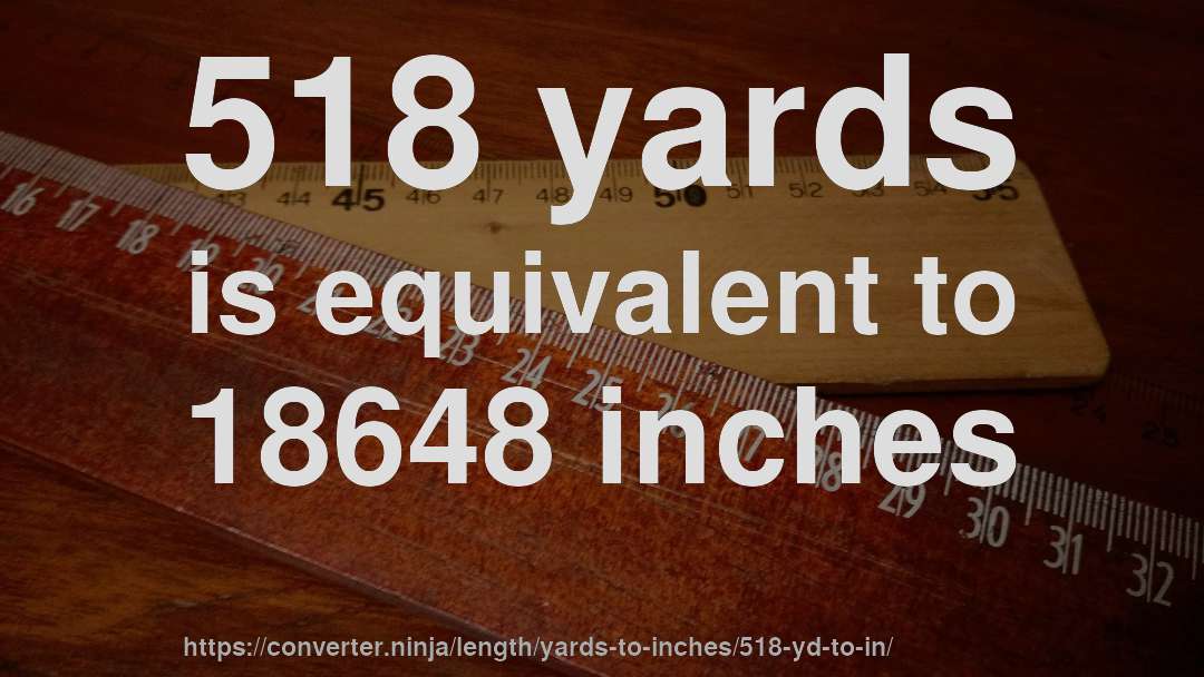518 yards is equivalent to 18648 inches