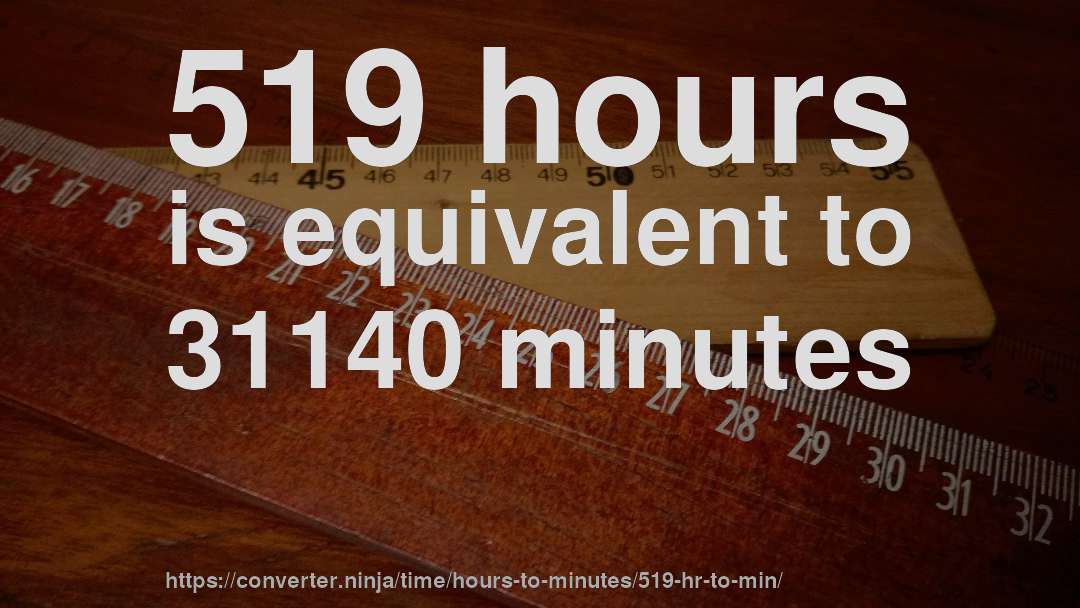 519 hours is equivalent to 31140 minutes