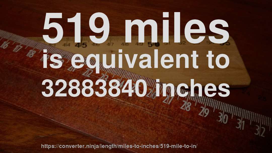 519 miles is equivalent to 32883840 inches