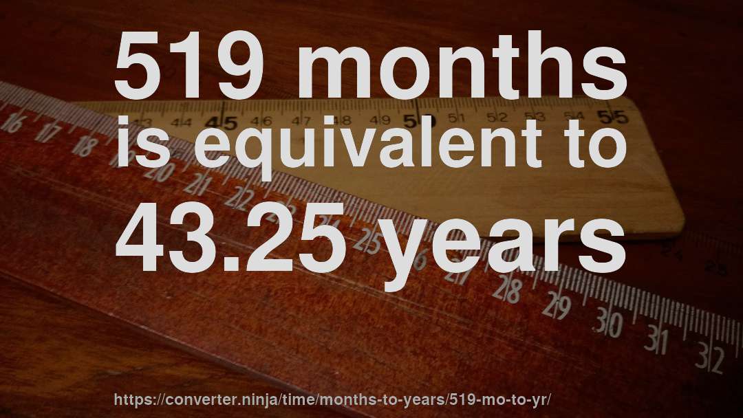 519 months is equivalent to 43.25 years