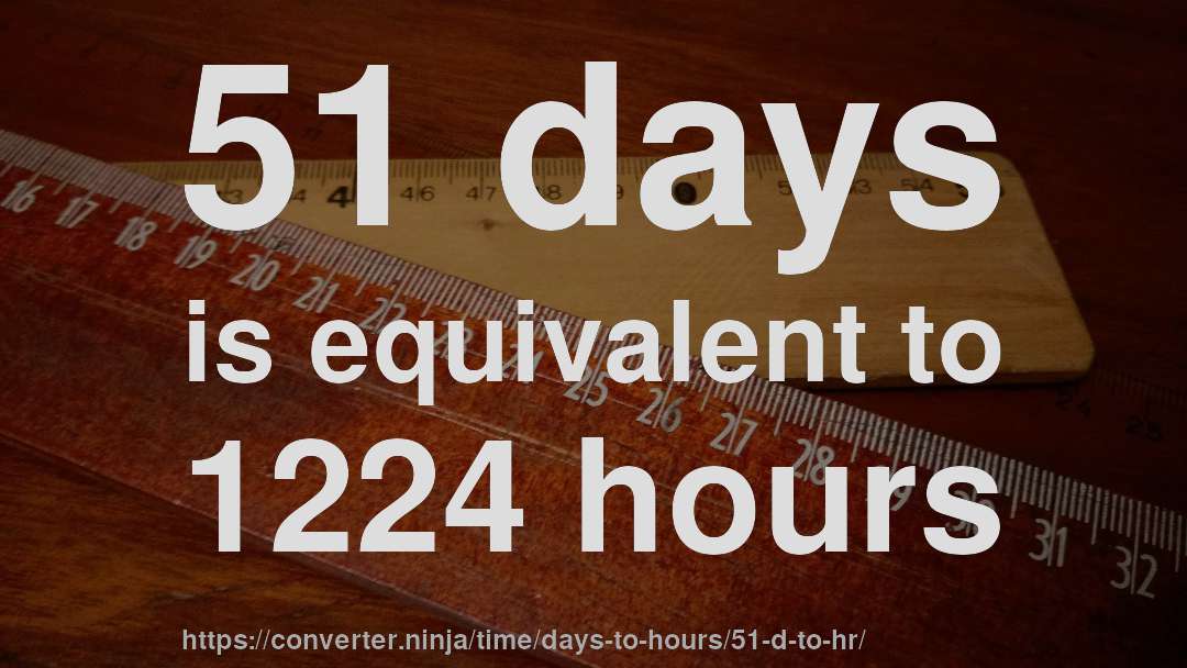 51 days is equivalent to 1224 hours