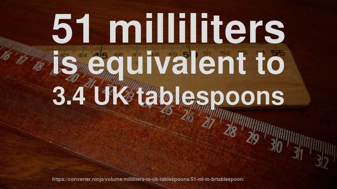 51 milliliters is equivalent to 3.4 UK tablespoons
