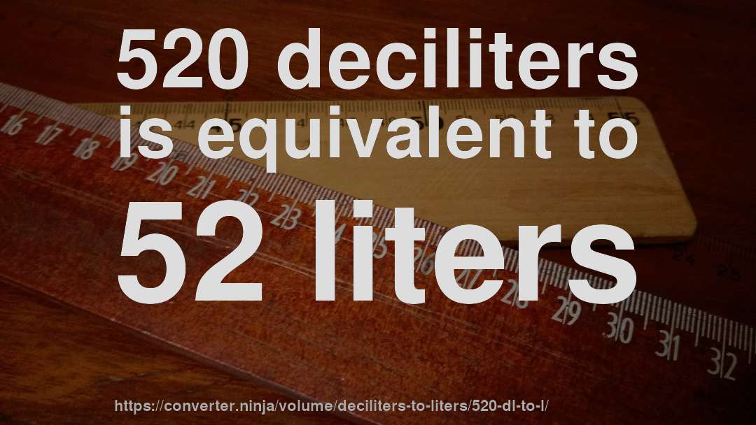 520 deciliters is equivalent to 52 liters