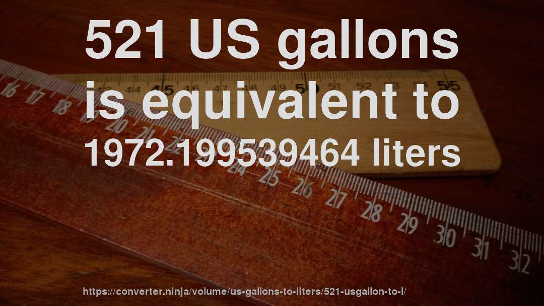 521 US gallons is equivalent to 1972.199539464 liters