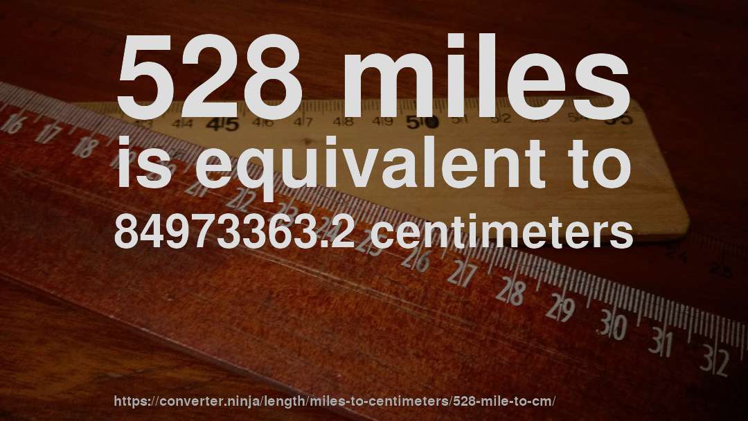 528 miles is equivalent to 84973363.2 centimeters