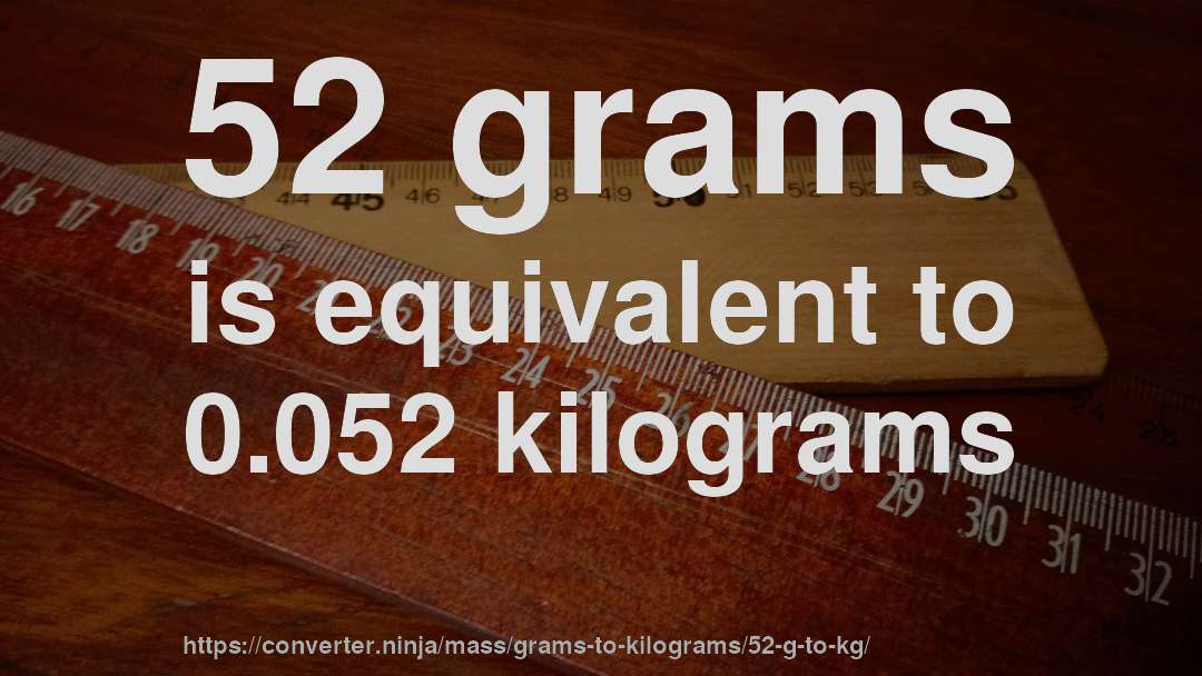 52 grams is equivalent to 0.052 kilograms