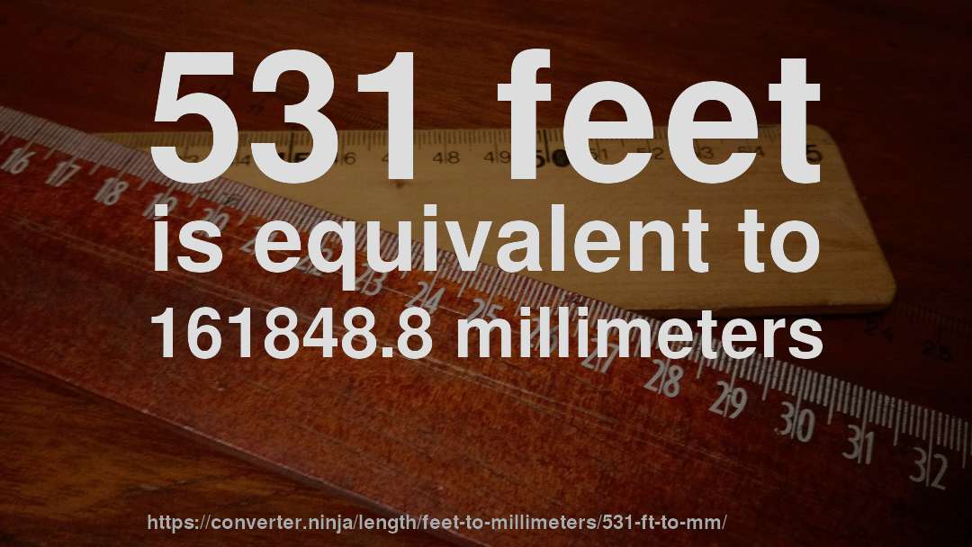 531 feet is equivalent to 161848.8 millimeters