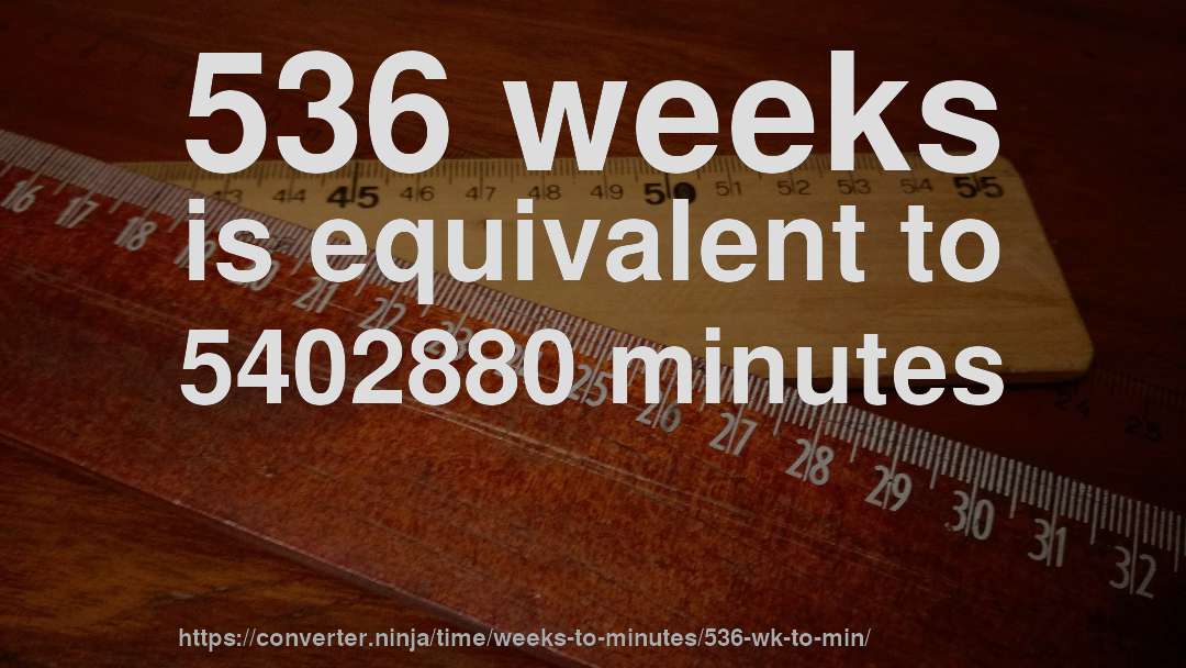 536 weeks is equivalent to 5402880 minutes