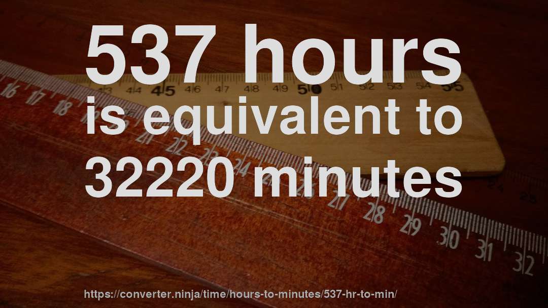 537 hours is equivalent to 32220 minutes