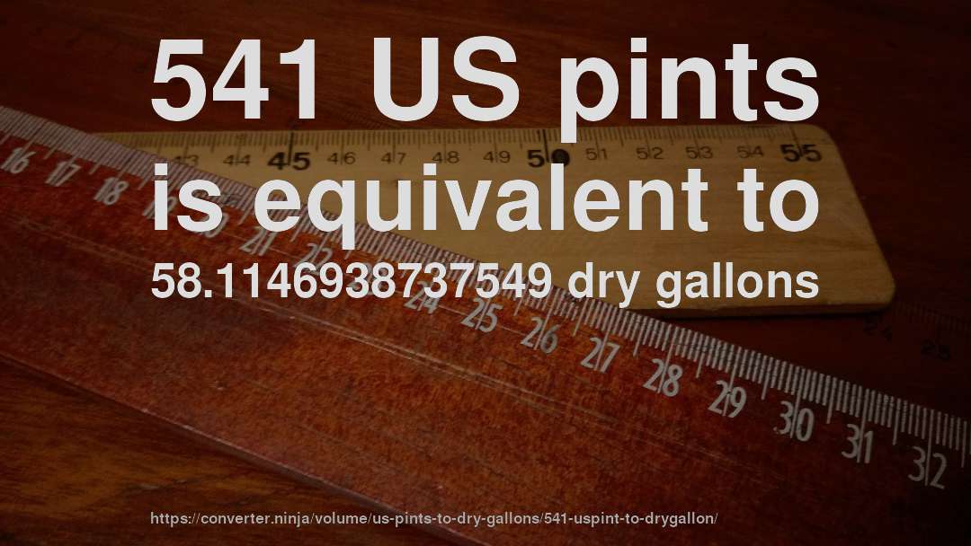 541 US pints is equivalent to 58.1146938737549 dry gallons