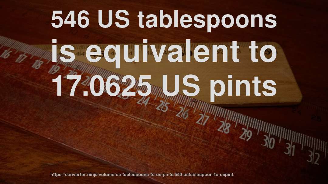 546 US tablespoons is equivalent to 17.0625 US pints
