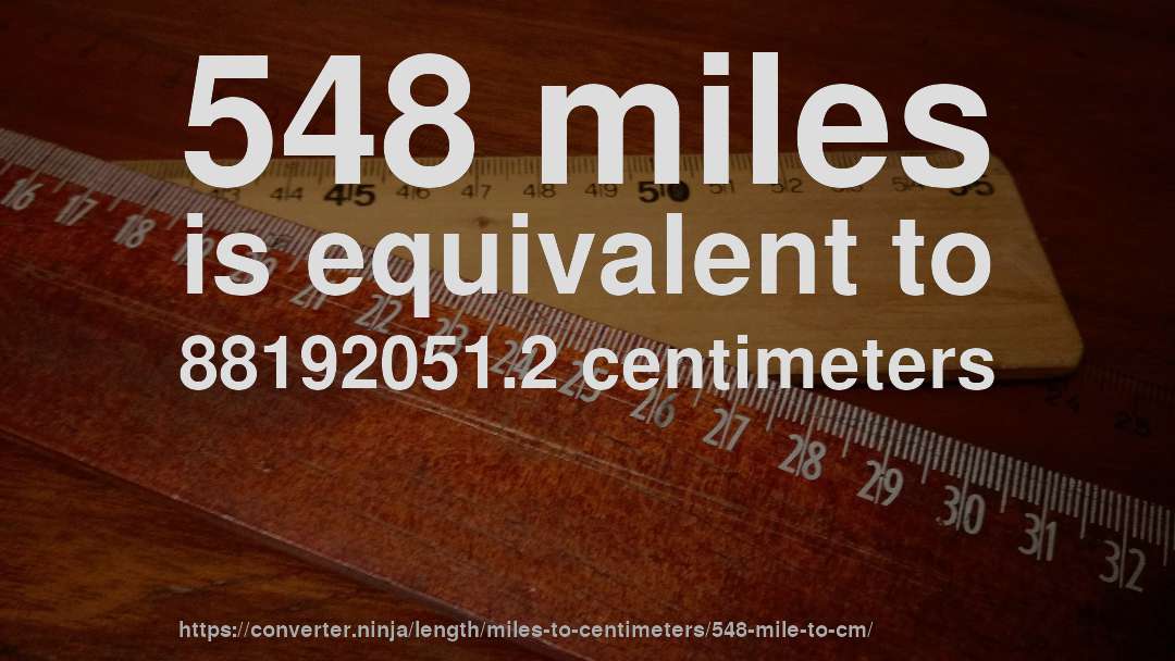 548 miles is equivalent to 88192051.2 centimeters