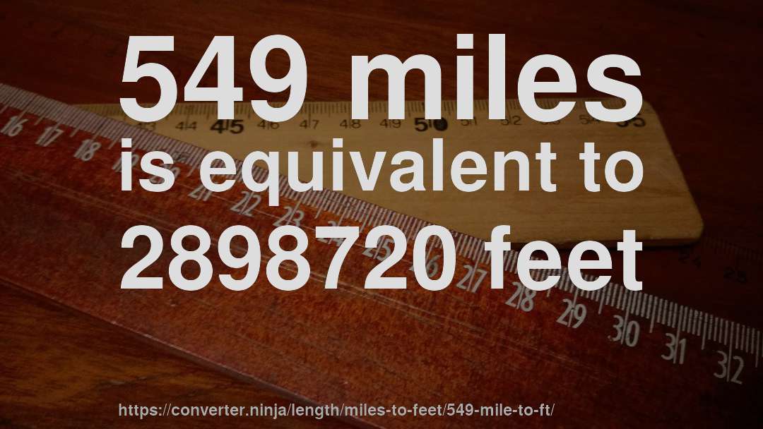 549 miles is equivalent to 2898720 feet