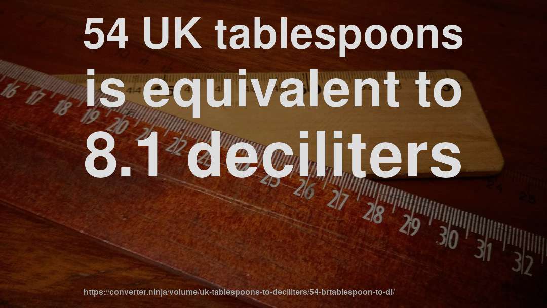 54 UK tablespoons is equivalent to 8.1 deciliters