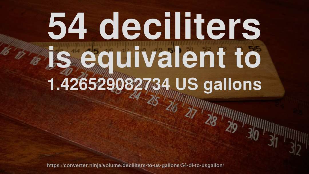 54 deciliters is equivalent to 1.426529082734 US gallons