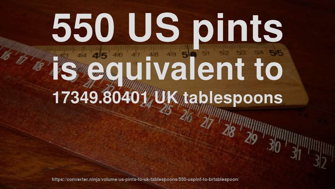 550 US pints is equivalent to 17349.80401 UK tablespoons